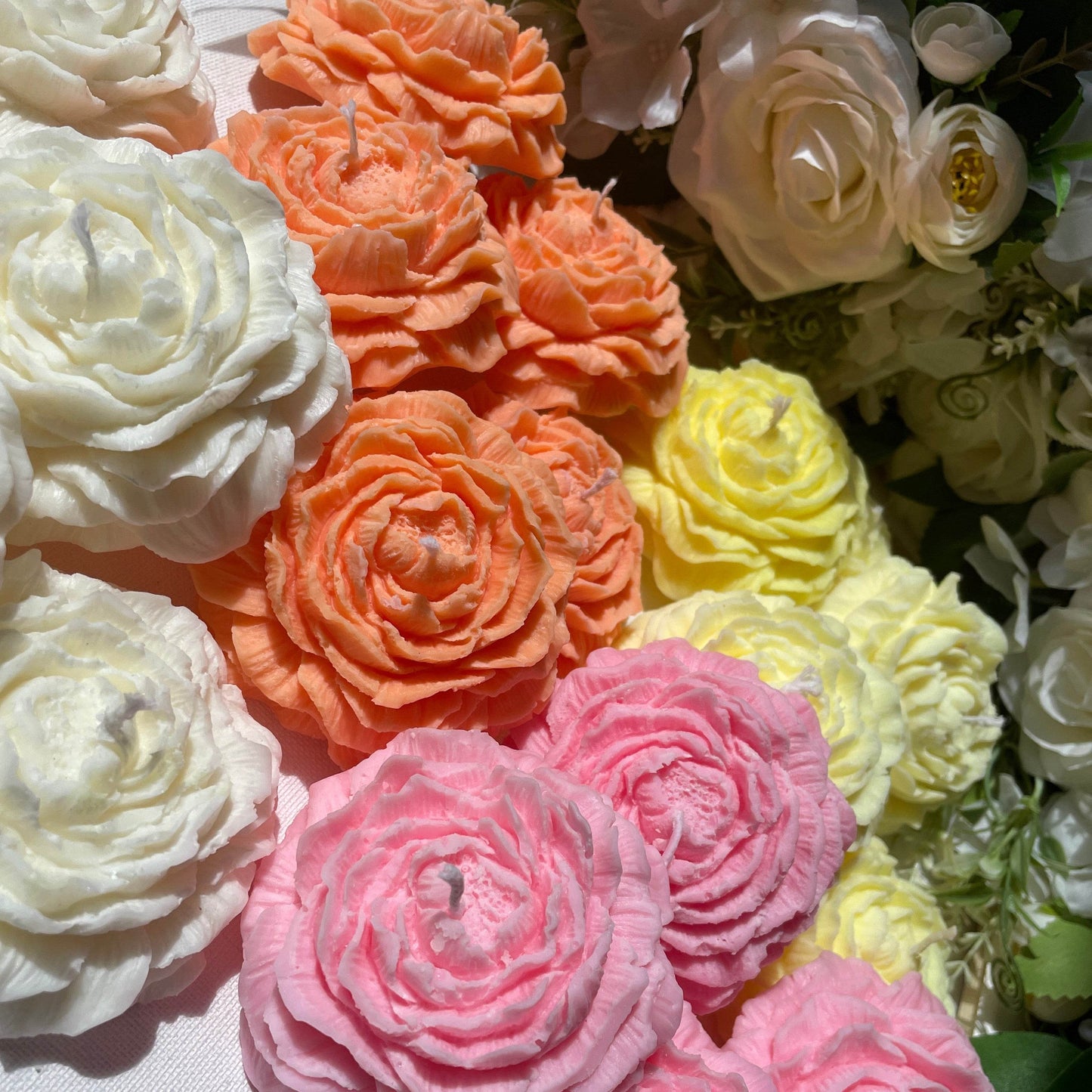 Peony Candle – Handcrafted Sculpted Rose Candle for Elegant Gifting - AuraLux