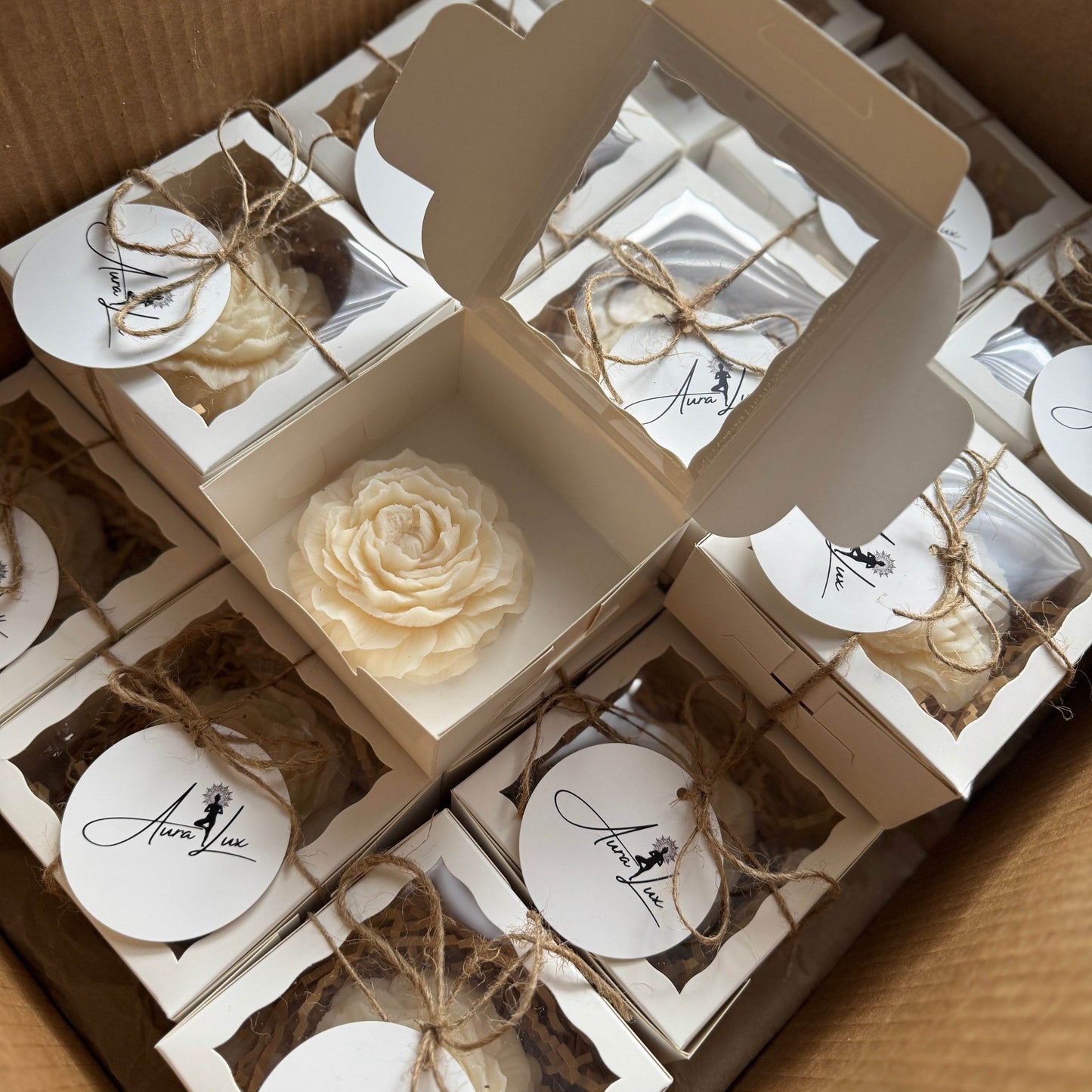 Peony Candle – Handcrafted Sculpted Rose Candle for Elegant Gifting - AuraLux
