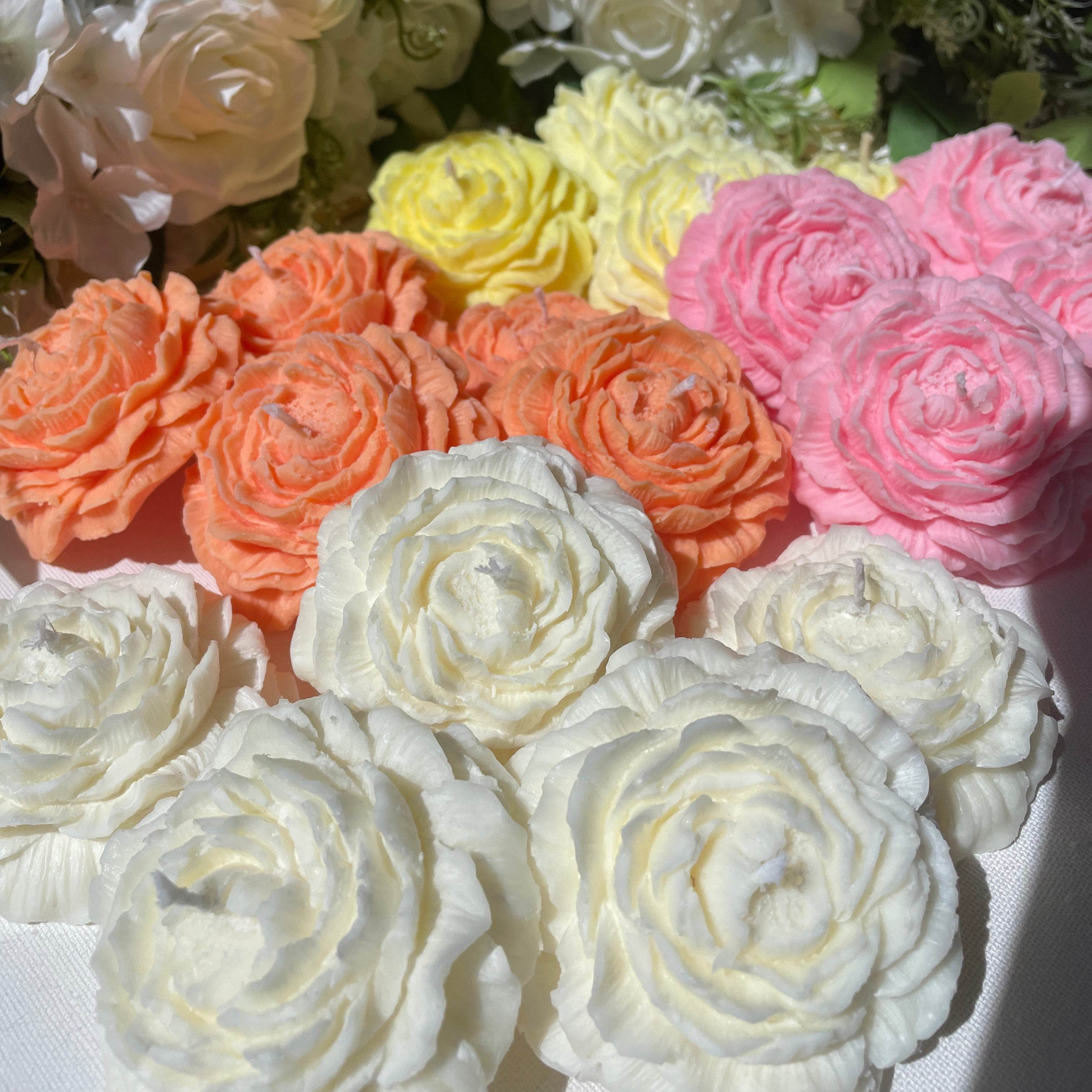 Peony Candle – Handcrafted Sculpted Rose Candle for Elegant Gifting - AuraLux