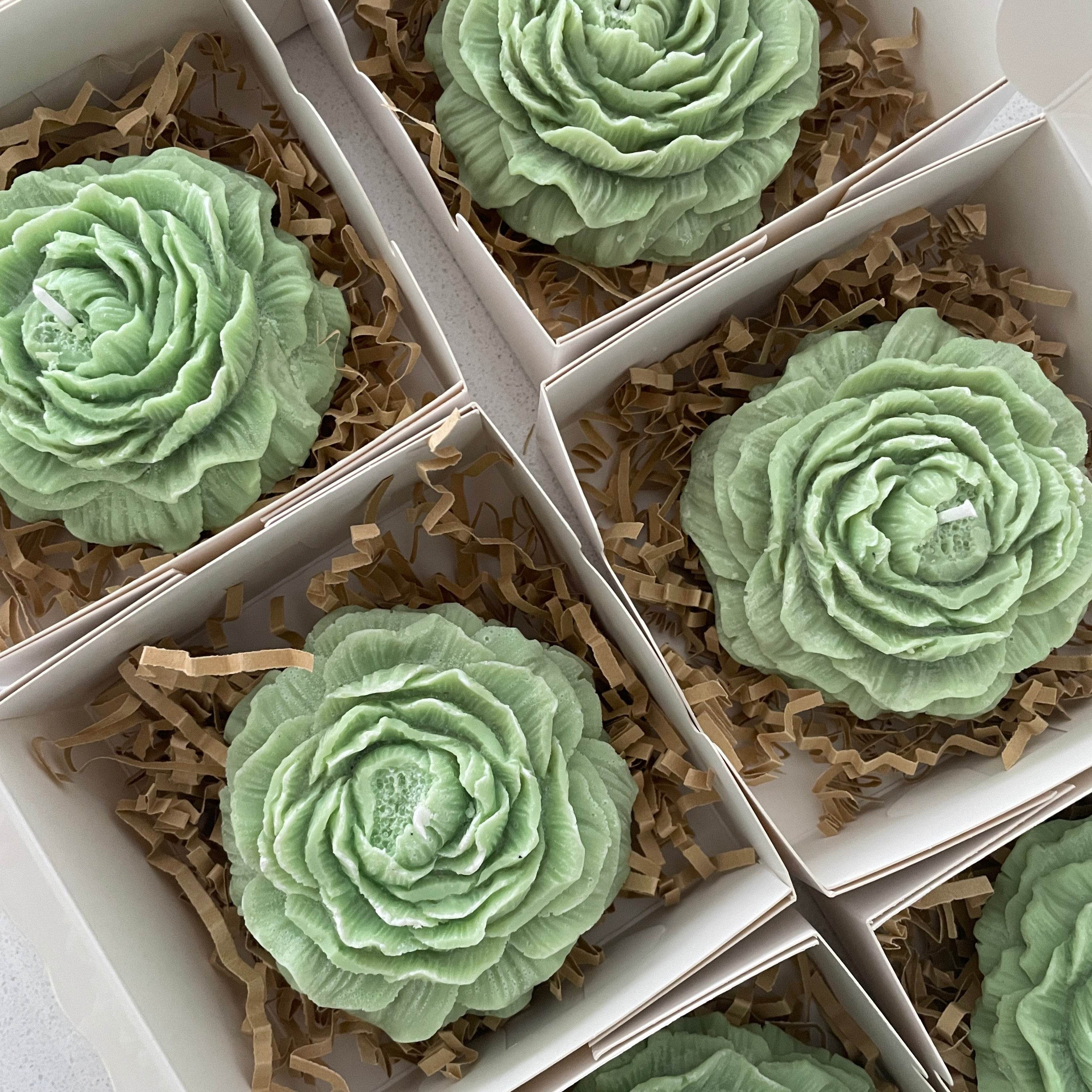 Peony Candle – Handcrafted Sculpted Rose Candle for Elegant Gifting - AuraLux