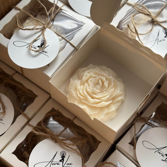 Peony Candle – Handcrafted Sculpted Rose Candle for Elegant Gifting - AuraLux