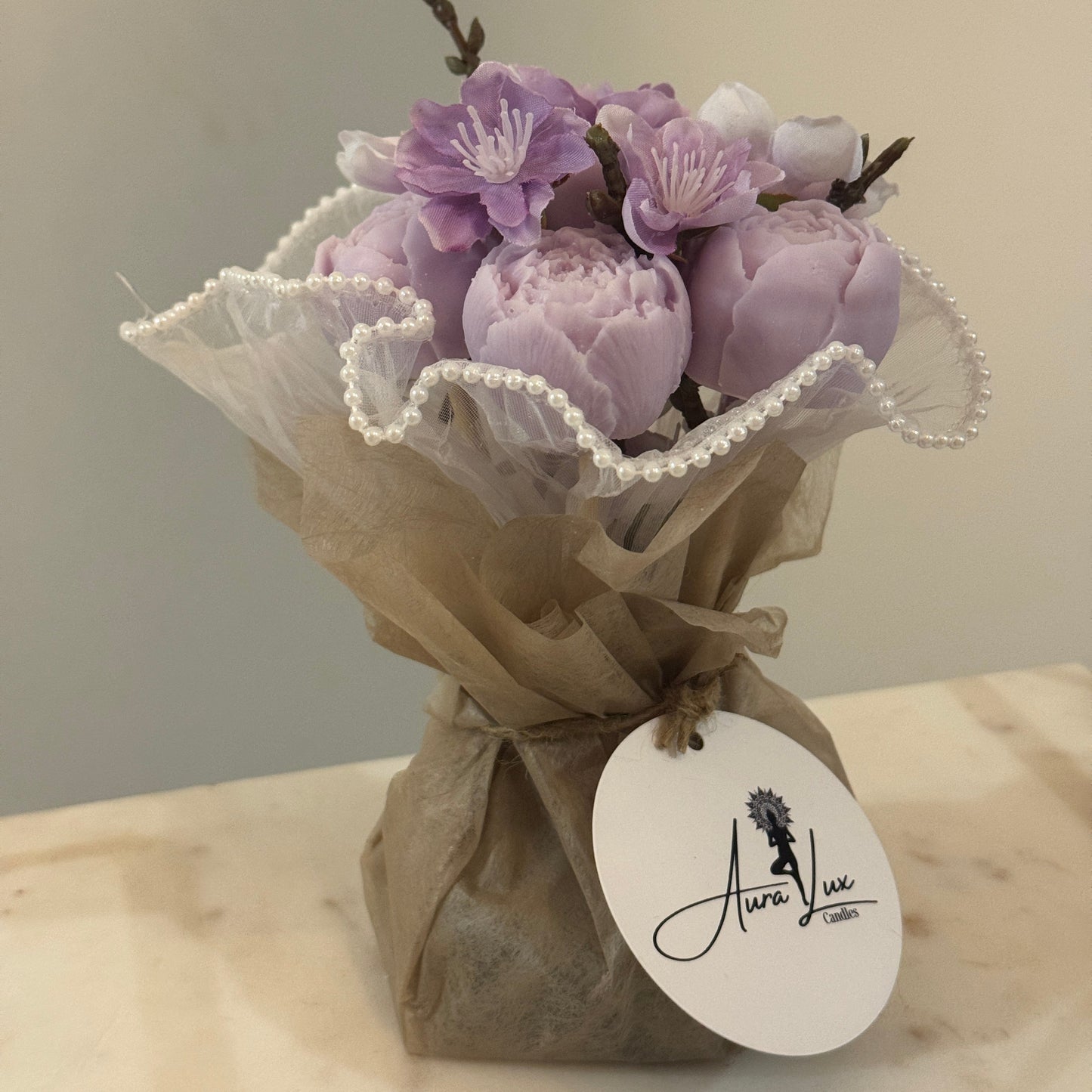 Purple Petit Bouquet – Wrapped in Soft Whispers of Elegance
