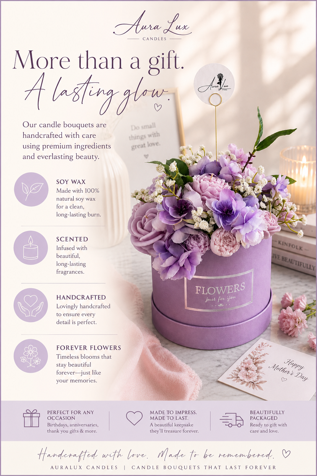 Enchanting Purple Floral Candle Bouquet 💜