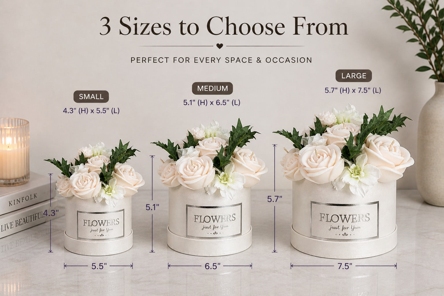 Elegant White Floral Candle Bouquet 🤍