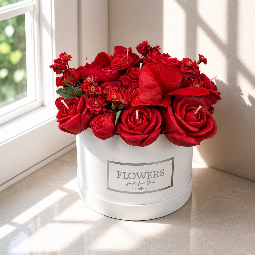Luxury Red Floral Candle Bouquet 🌹