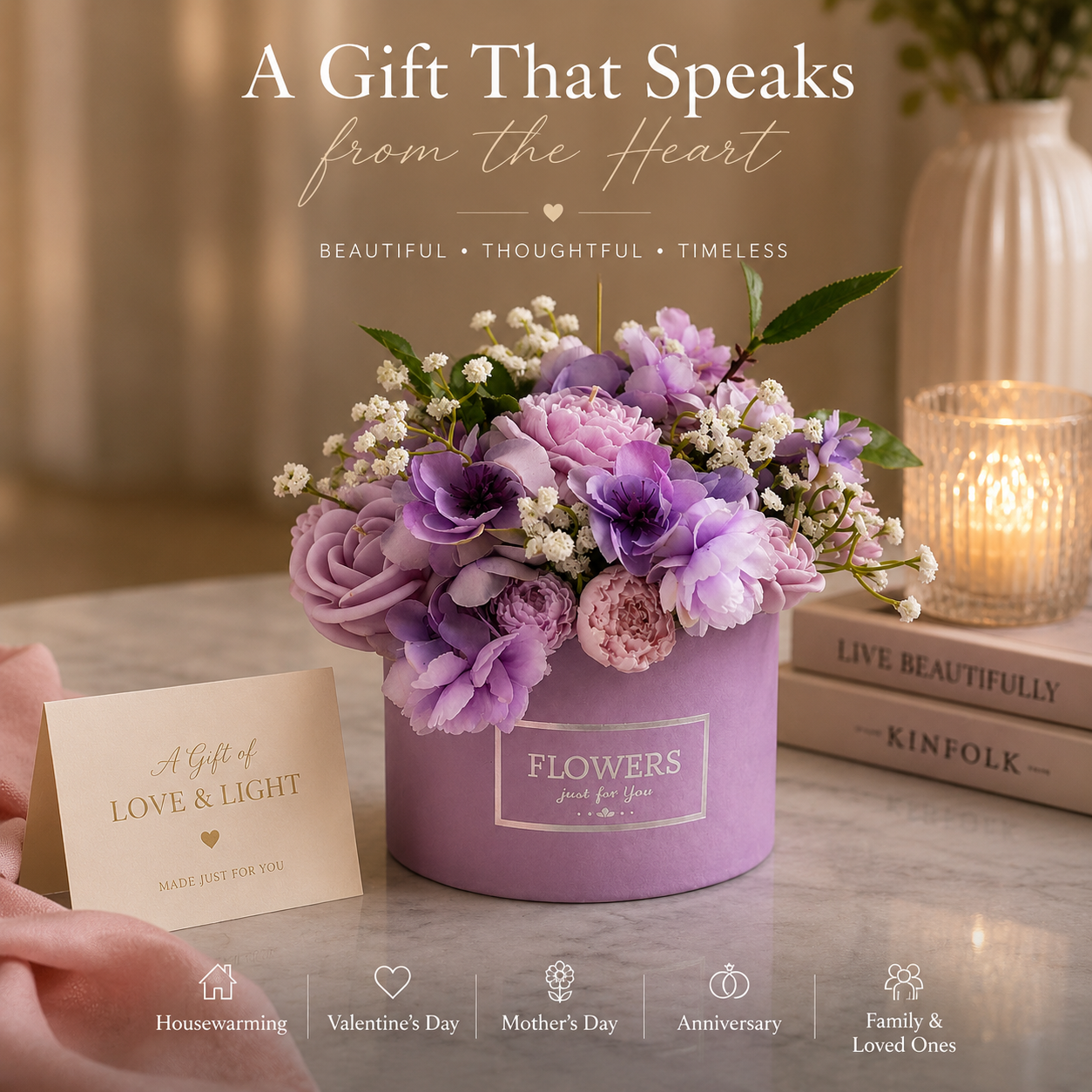 Enchanting Purple Floral Candle Bouquet 💜