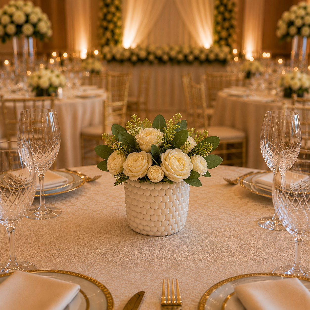 Textured Elegance White Floral Candle Bouquet 🤍