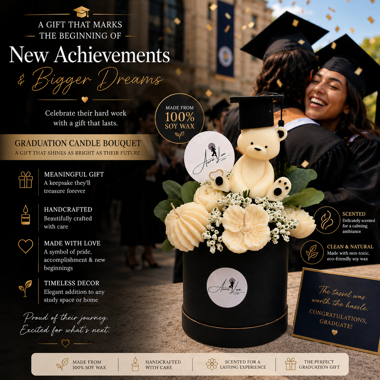 Graduation Celebration Floral Candle Bouquet 🎓